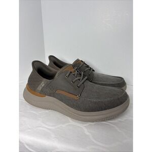 Skechers Shoes Slip Ins Men 11 Brown Memory Foam Comfort Casual Canvas 205212